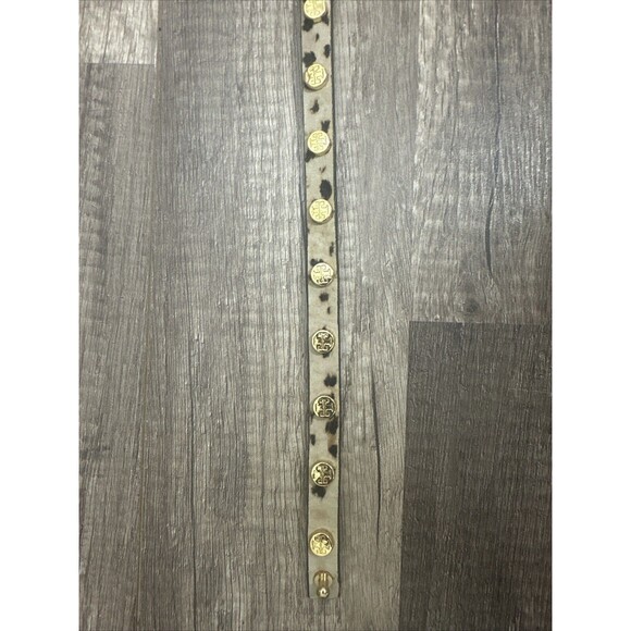 Tory Burch Leopard Double Wrap Bracelet Gold Tone Stud Made In USA - Picture 10 of 10
